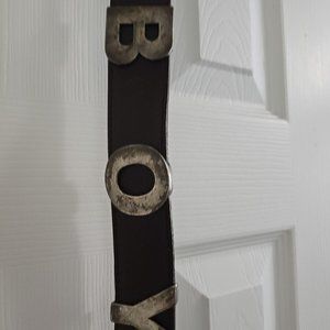 BOY London Genuine Leather Belt Size Medium 34/85 Inch Brown Silver Buckle